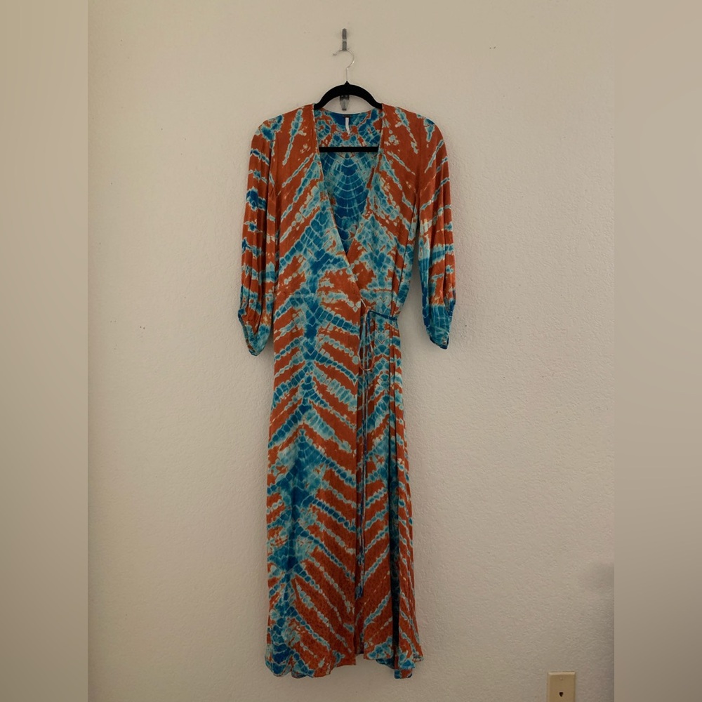 Young Fabulous & Broke Belle Midi Wrap Dress Mud Savannah V-Neck Size XS